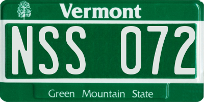 VT license plate NSS072