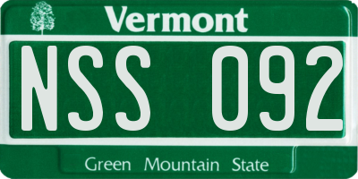 VT license plate NSS092
