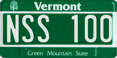 VT license plate NSS100