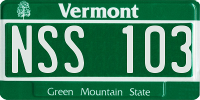 VT license plate NSS103