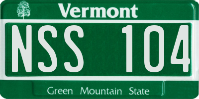 VT license plate NSS104