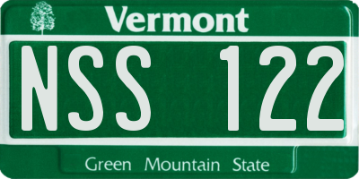 VT license plate NSS122