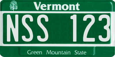 VT license plate NSS123