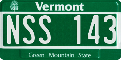 VT license plate NSS143
