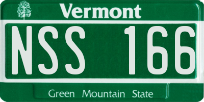 VT license plate NSS166