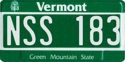 VT license plate NSS183