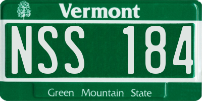 VT license plate NSS184