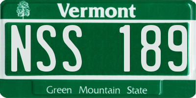 VT license plate NSS189
