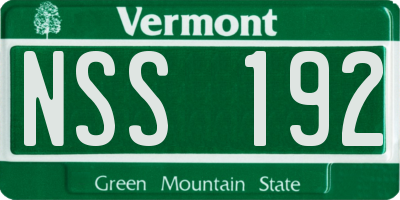 VT license plate NSS192