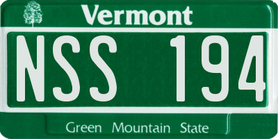VT license plate NSS194