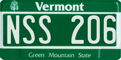 VT license plate NSS206