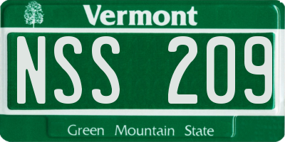VT license plate NSS209