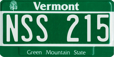 VT license plate NSS215