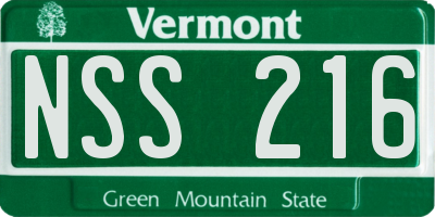VT license plate NSS216
