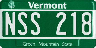 VT license plate NSS218