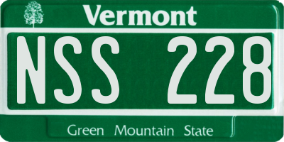 VT license plate NSS228