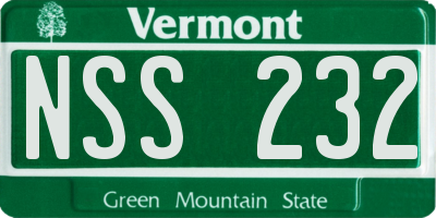 VT license plate NSS232