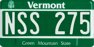 VT license plate NSS275