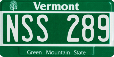 VT license plate NSS289