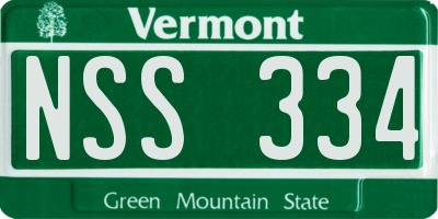 VT license plate NSS334