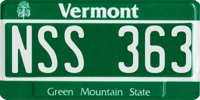 VT license plate NSS363