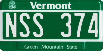 VT license plate NSS374