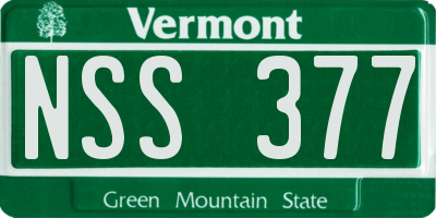 VT license plate NSS377