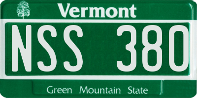 VT license plate NSS380