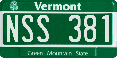 VT license plate NSS381