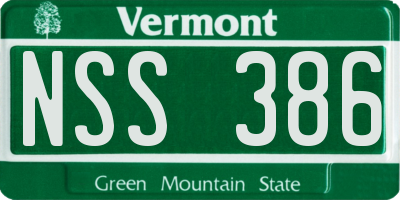 VT license plate NSS386