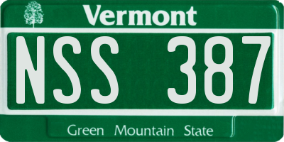 VT license plate NSS387