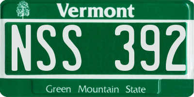 VT license plate NSS392
