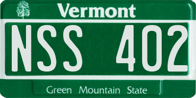 VT license plate NSS402