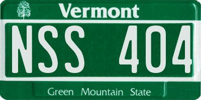 VT license plate NSS404