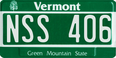 VT license plate NSS406