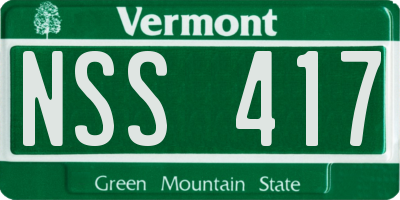 VT license plate NSS417