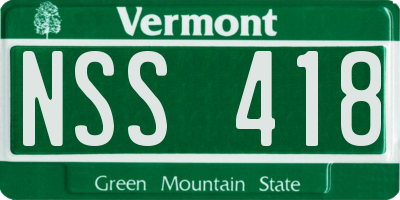 VT license plate NSS418