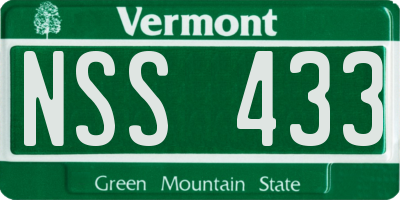 VT license plate NSS433