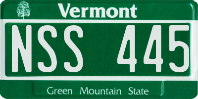 VT license plate NSS445