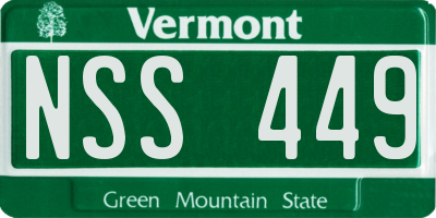 VT license plate NSS449