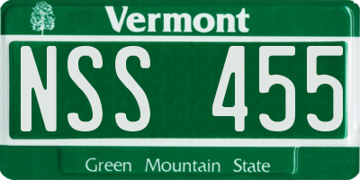 VT license plate NSS455