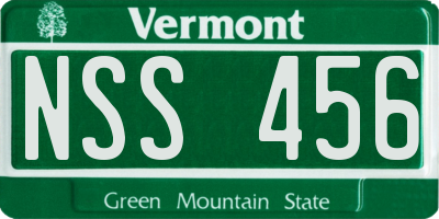 VT license plate NSS456