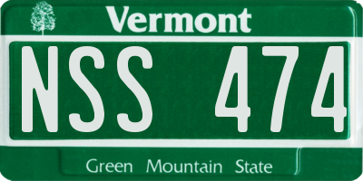 VT license plate NSS474