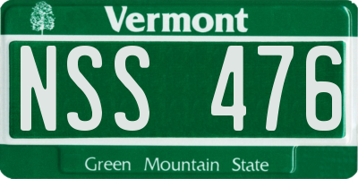 VT license plate NSS476