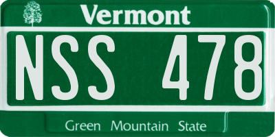 VT license plate NSS478