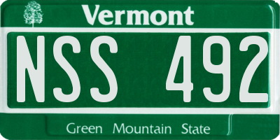 VT license plate NSS492