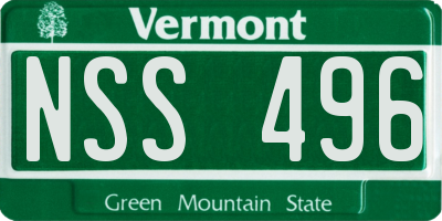 VT license plate NSS496