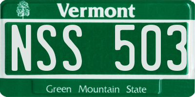 VT license plate NSS503