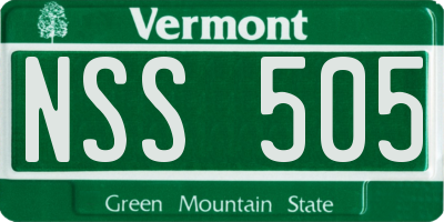 VT license plate NSS505
