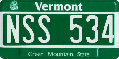 VT license plate NSS534
